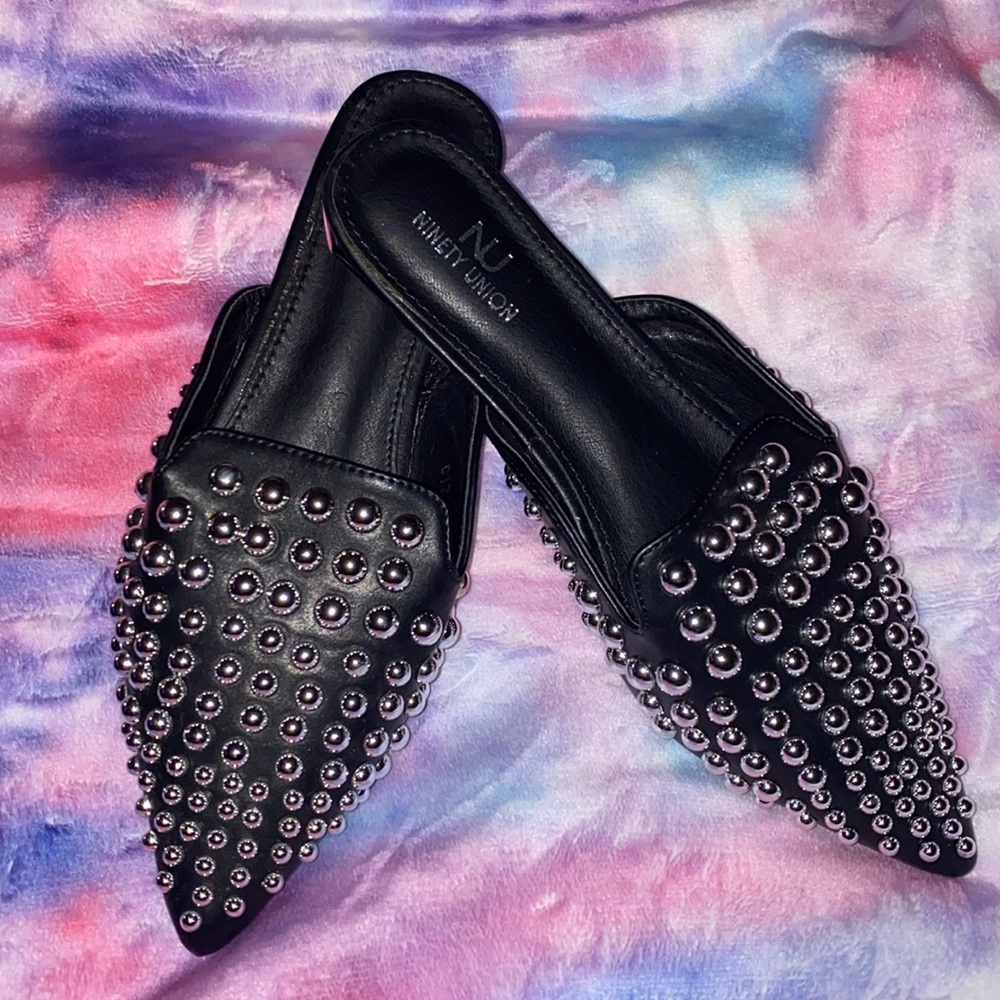 Brand New Beautiful Black Studded Slides